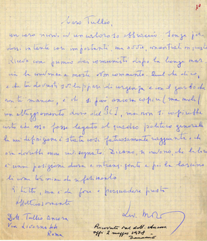 Lettera di Aldo Moro a Francesco Cossiga del 29 marzo 1978